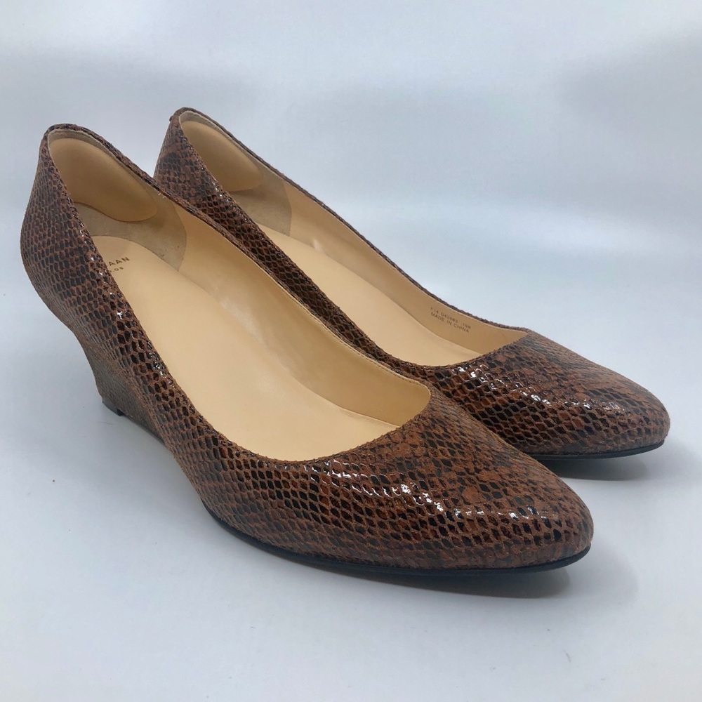 Cole Haan Womens Sz 10 B Brown Snake Wedge Heels
